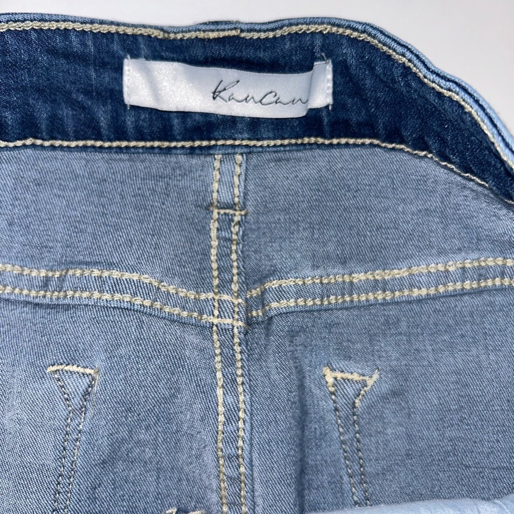 KanCan distressed raw hem‎ medium wash rear split jean mini skirt size Medium - Picture 2 of 13